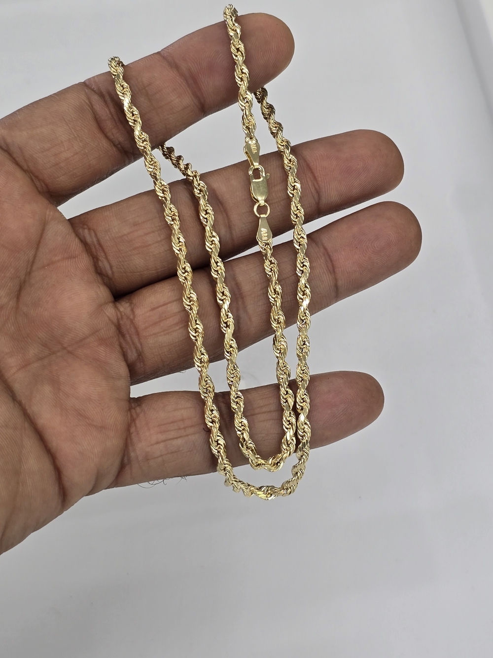 10k Real Gold Rope Chain 3.3mm 20 Inches - Picture 7 of 9